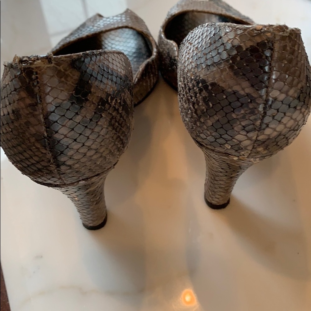Anyi Lu Silver Python Peep Toe - image 5